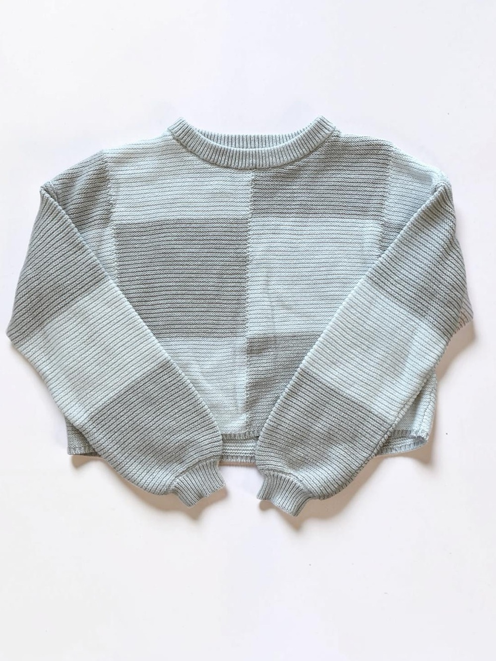 moon & madison Cream and White Ribbed Crewneck Sweater